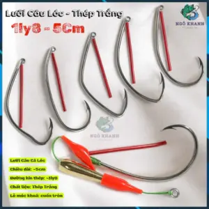 Lưỡi câu cá lóc 1ly8 5cm thép trắng không rỉ